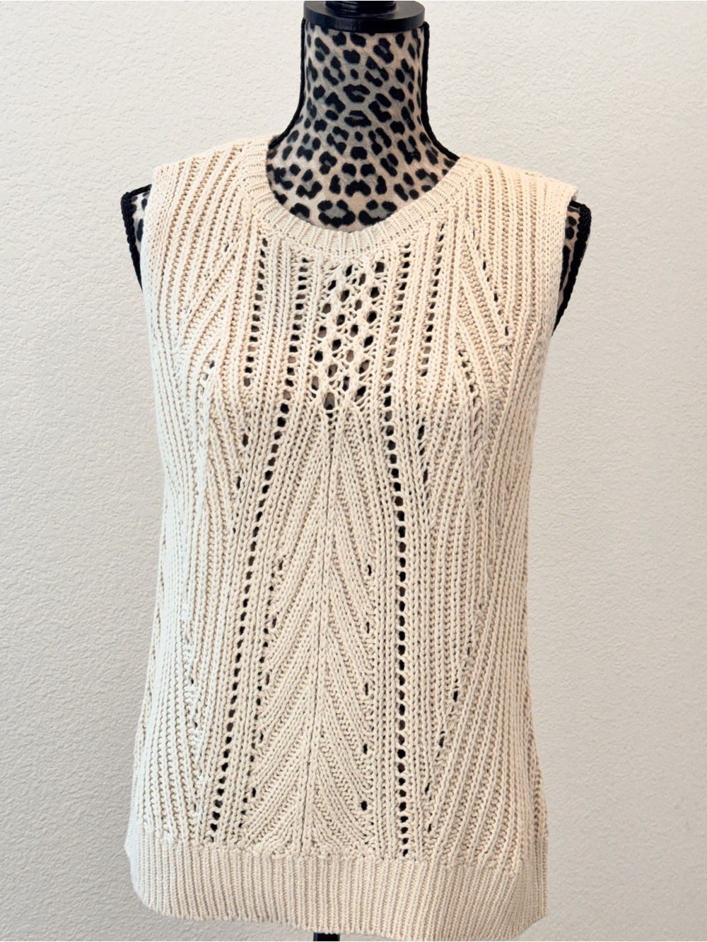 Nordstrom Halogen Cream Cable Knit Sleeveless Sweater NWT